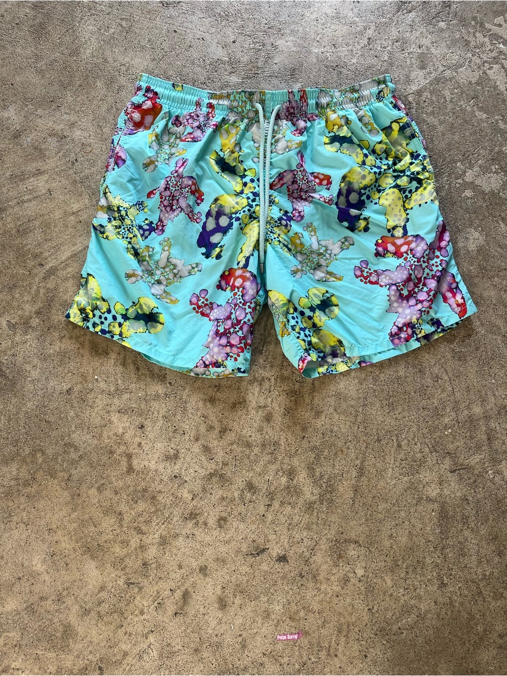 BILEBREQUIN Aqua Multi Floral Swim Trunks - Men's Light Aqua Swim Shorts